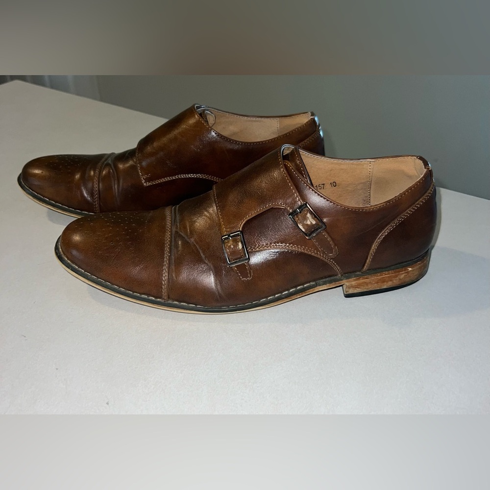 Gino Vitale Men’s Leather Dress Shoes 10 Brown
